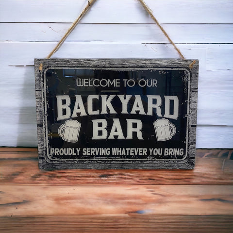 Backyard Bar B&W Welcome