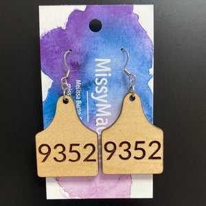 Custom # animal tag Earring