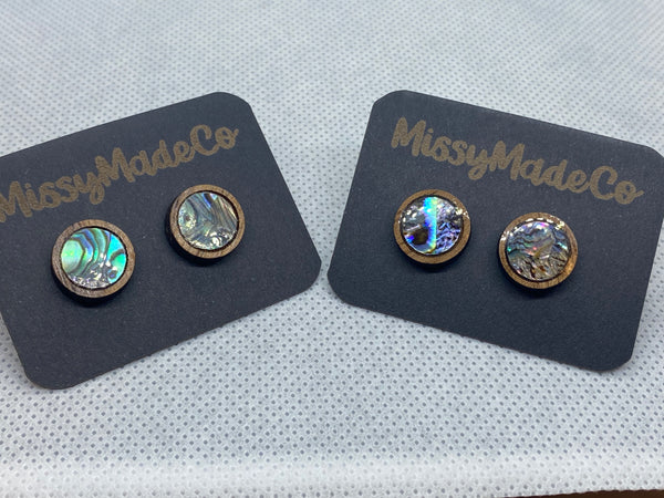 Abalone & Walnut Studs