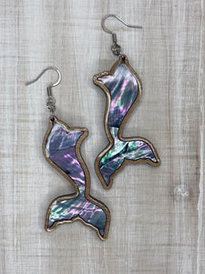 Handmade Abalone Shell & Walnut Wood Mermaid Tails