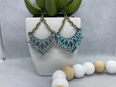 Western Lace Bib & Chain Drop Earrings